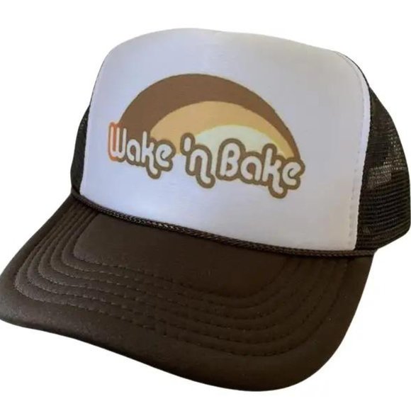 Other - Vintage Wake N' Bake Hat Funny Stoner 420 Adjustable snapback Brown Party Cap